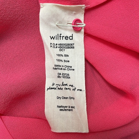Aritzia Wilfred Ninon Blouse Neon Glow Pink Top Silk Button Down Sleeveless XS - Picture 8 of 8
